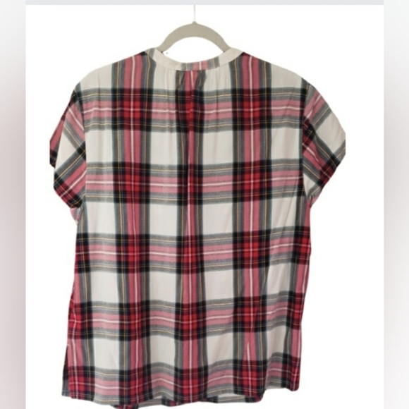 Old Navy Like New Ladies L Plaid Short-Sleeve Blouse - Picture 2 of 7